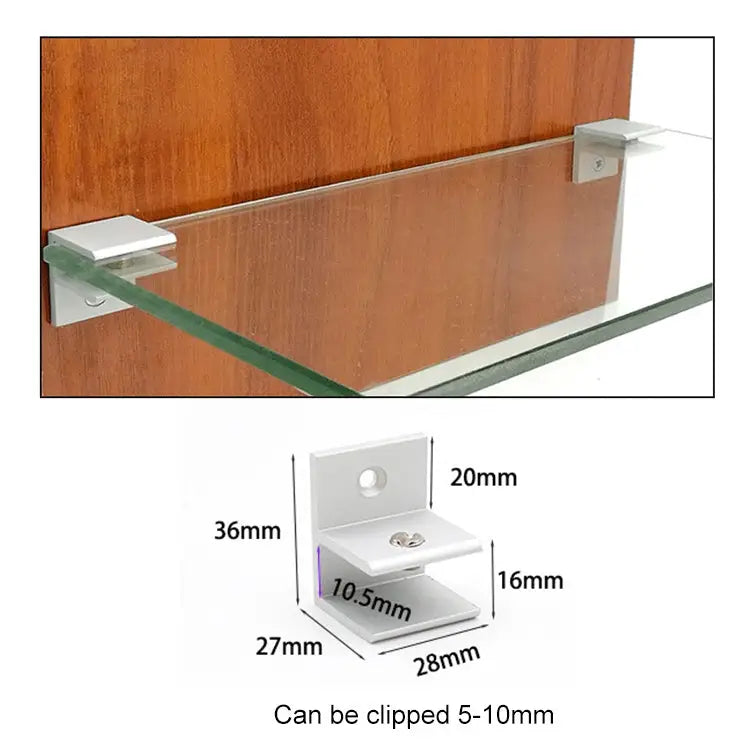 10 PCS F-type Aluminum Alloy Glass Combination Clamp Cabinet Partition Fixing Clip Size: S Cliped 5-10mm F-type S