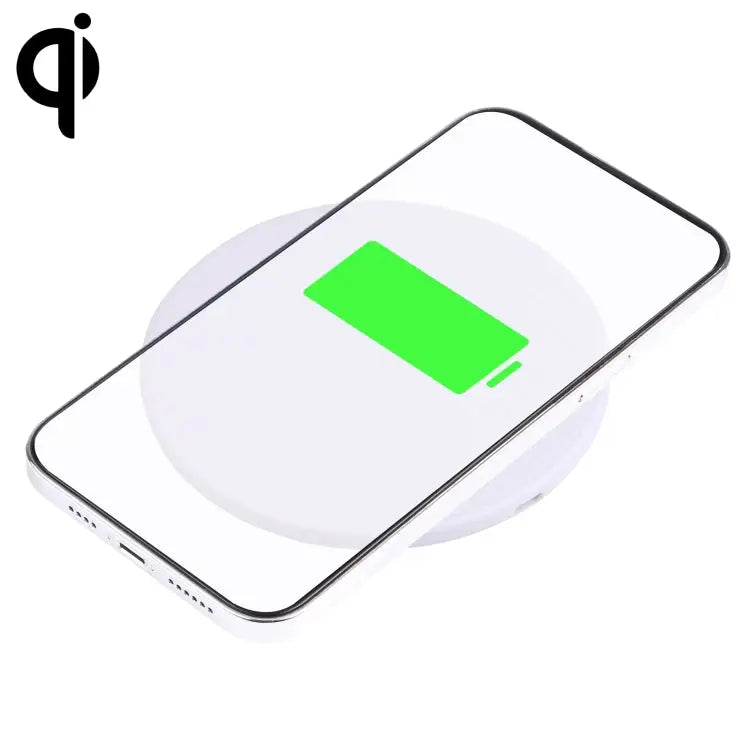 10W QI Plaid Pattern Round Plastic Wireless Charger Plastic - Plastic / White