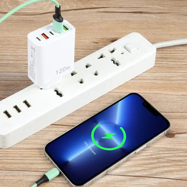 120W Dual PD Type-C + 3 x USB Multi Port Charger EU Plug EU Plug - EU Plug - Apple Accessories