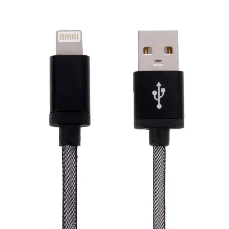 1m Net Style Metal Head 8 Pin to USB Data / Charger Cable - Black