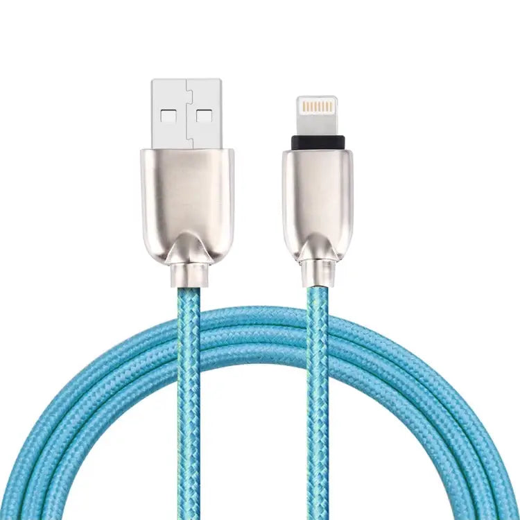 1m Woven 108 Copper Cores 8 Pin to USB Data Sync Charging Cable for iPhone iPad - Blue