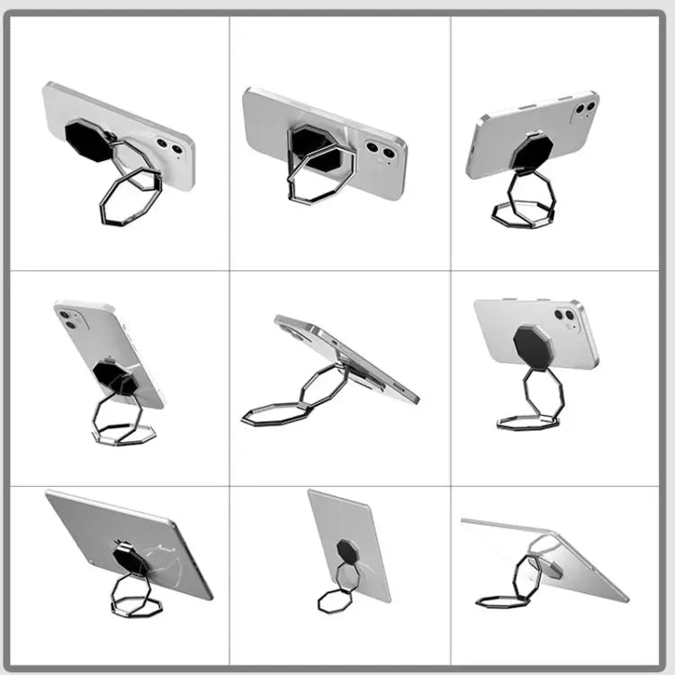 2 PCS Metal Sticky Mobile Phone Ring Holder Desktop Stand - Silver