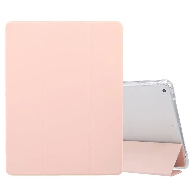 3-folding Electric Pressed Skin Texture Horizontal Flip Shockproof Transparent TPU + PU Leather Case with Holder & Pen