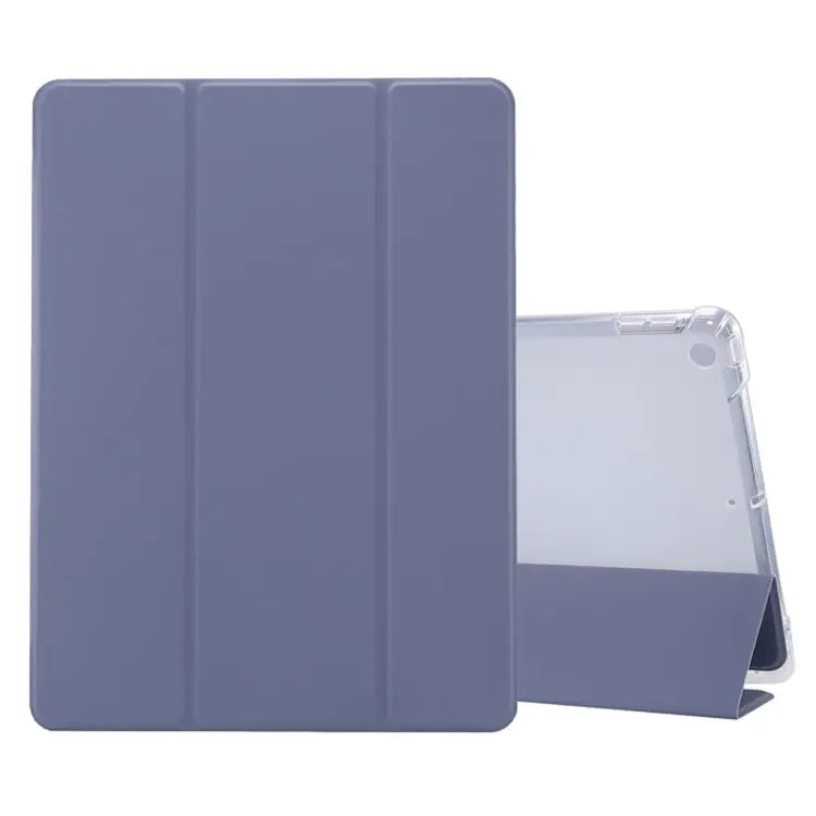3-folding Electric Pressed Skin Texture Horizontal Flip Shockproof Transparent TPU + PU Leather Case with Holder & Pen