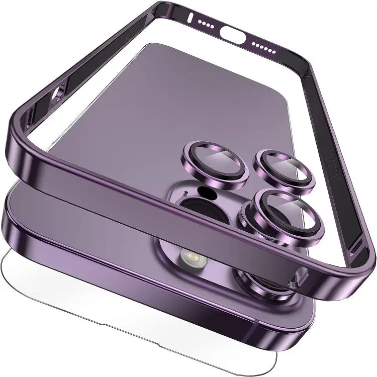 3 in 1 Ultra-thin Metal Frame + Lens + Film Phone Protection Set For iPhone 14 Pro For iPhone 14 Pro Max - For iPhone