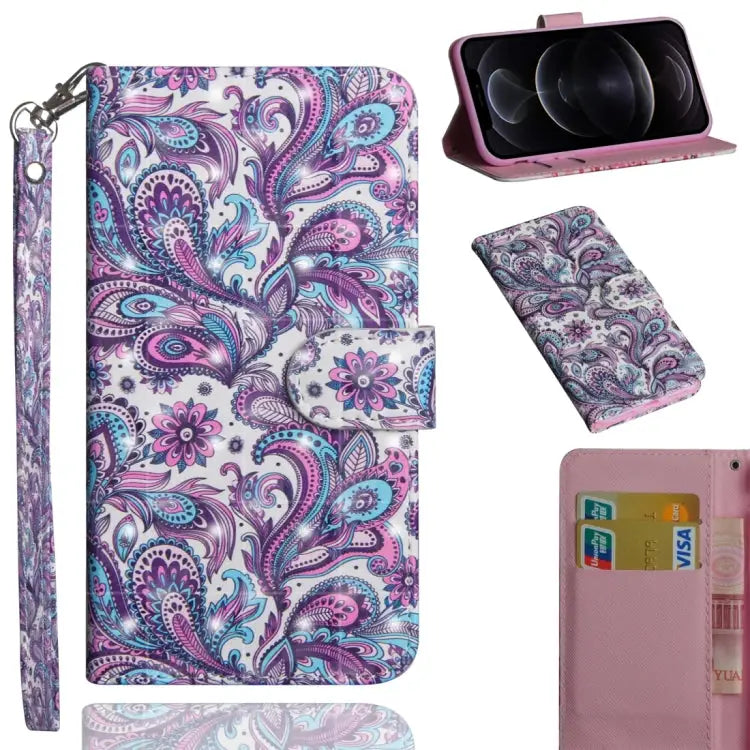 3D Painting Pattern Horizontal Flip TPU + PU Leather Case with Holder & Card Slots & Wallet For iPhone 12 mini