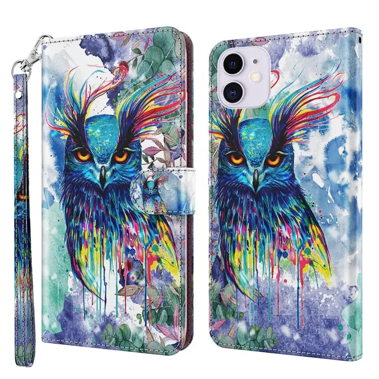3D Painting Pattern Horizontal Flip TPU + PU Leather Case with Holder & Card Slots & Wallet For iPhone 13 mini