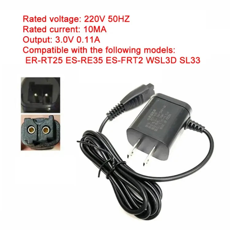 3V Shaver Charger for Panasonic RE7-80 ES-RT25 ES-RW35 ES-FRT2 SL33 US Plug 3V 0.11A US Plug - 3V 0.11A US Plug