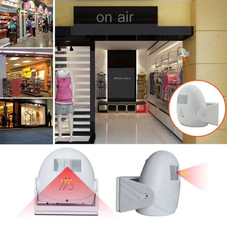 5301 Wireless Infrared Motion Sensor Welcome Alarm Intelligent Greeting Warning Doorbell IR Distance: 10m 5301 White