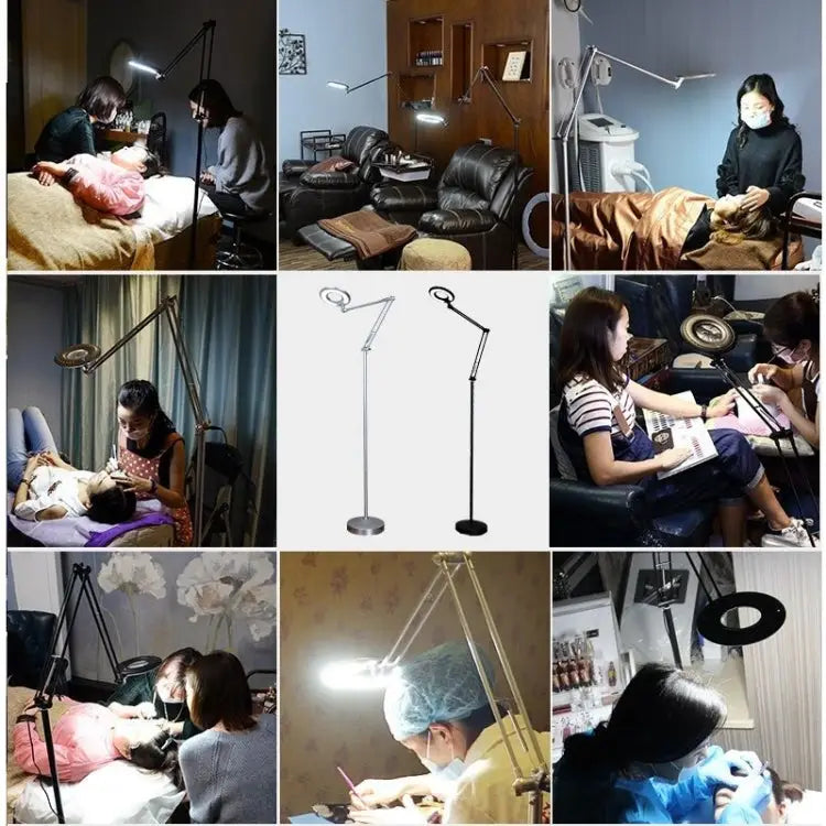 5X Foldable Swing Arm Desk Table Mount Magnifier with Lamp Light for Facial Tattoo Eyebrow Nail Salon Beauty Cool White