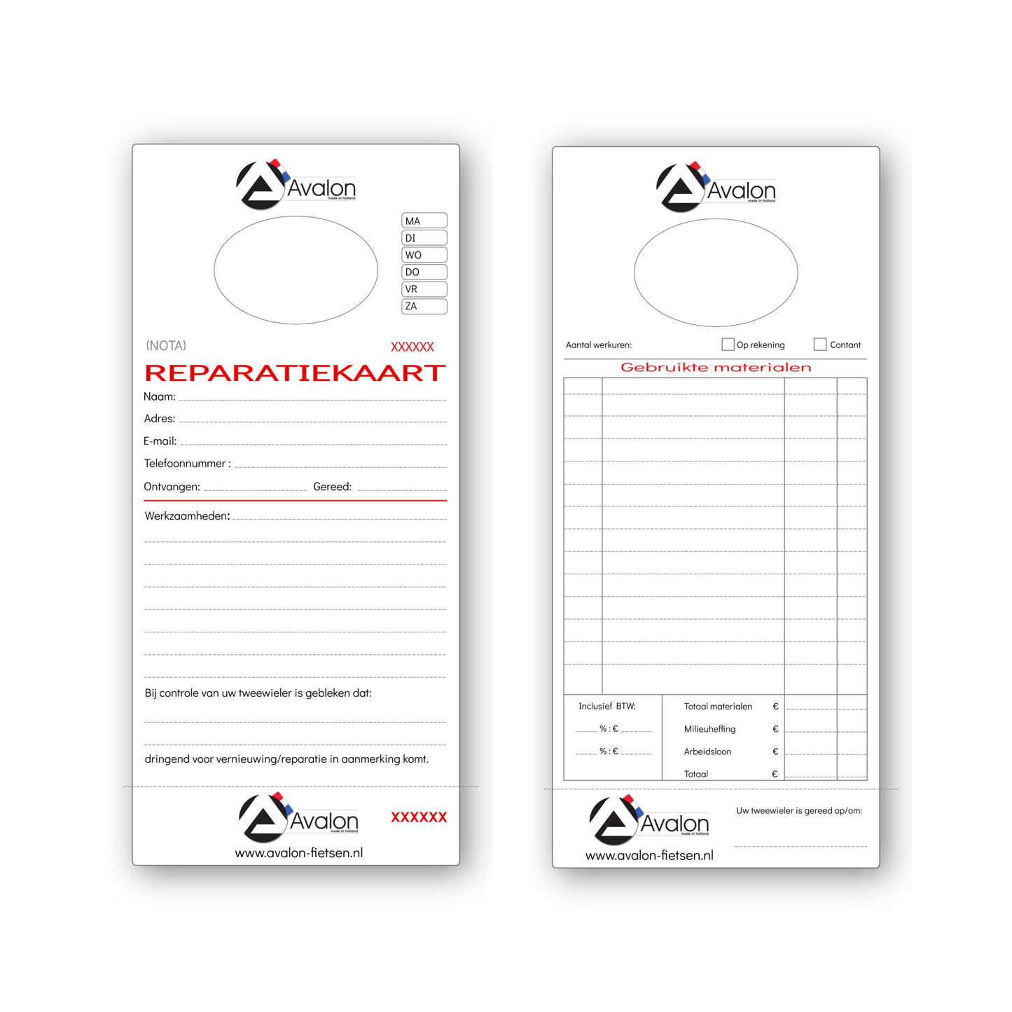 FF0102B Avalon Reparatiekaart per 250