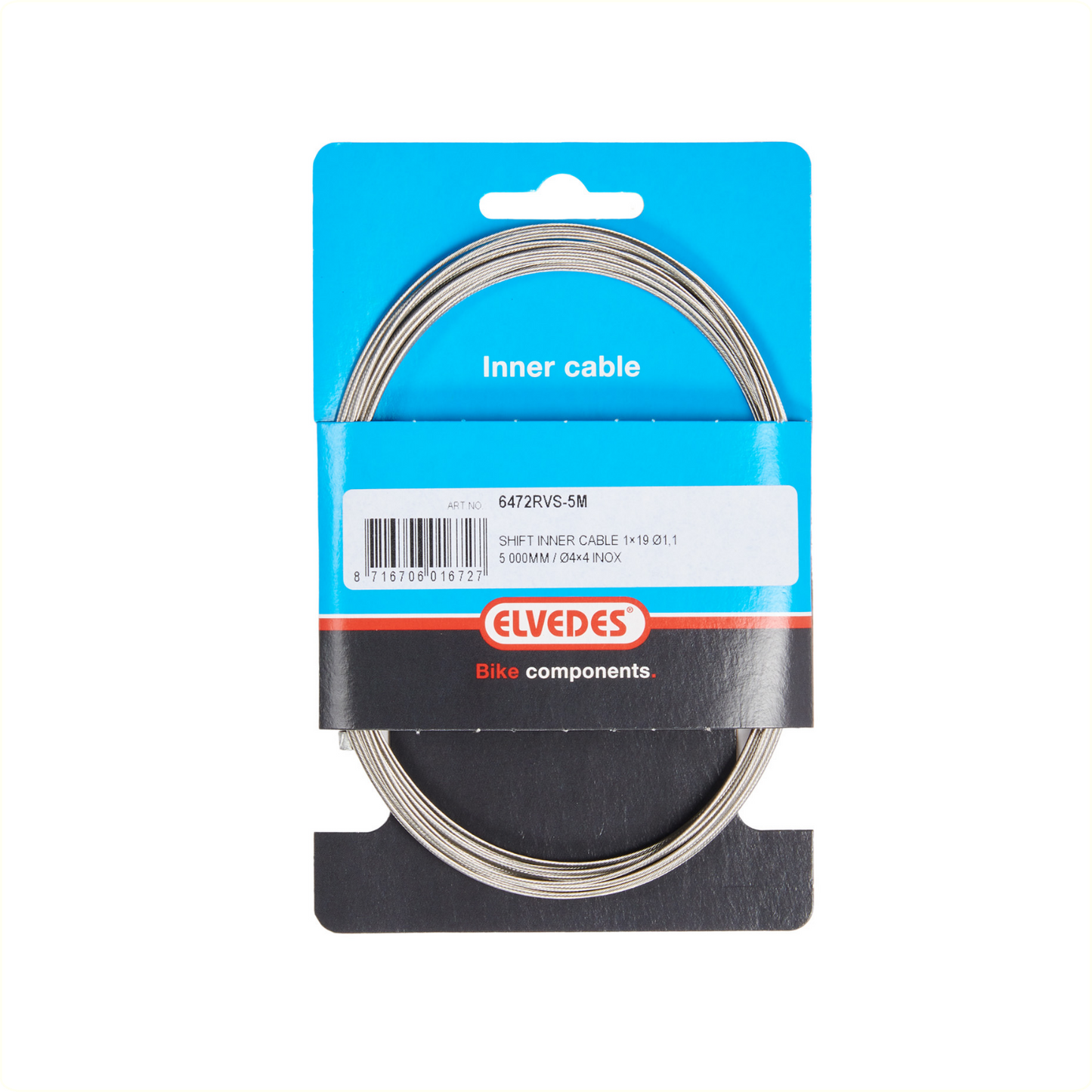 QB1001A Binnenkabel RVS 5.00M Nippel 4x4