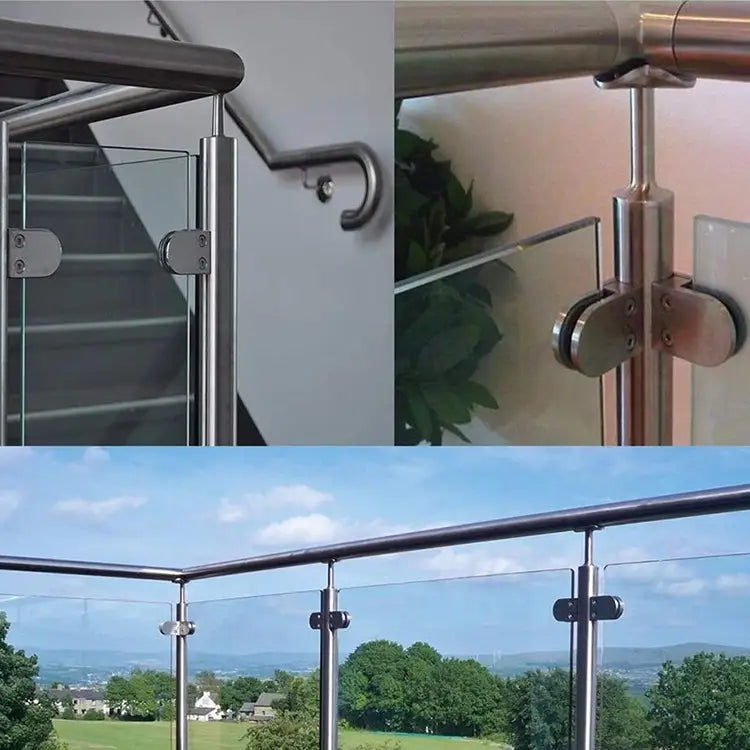 9-14mm Concave Curved Bottom Matte Polished 201 Stainless Steel Fixed Clip Railing Glass Wood Layer Board Clamp Bracket