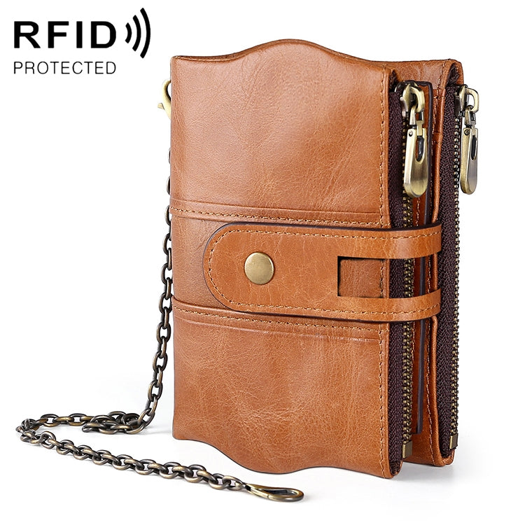 LT3539 Cowhide Leather Zipper Buckle Anti-magnetic RFID Wallet Clutch Bag for Men, with Card Slots & Shoulder Strap, LT3539 Shoulder Strap Black, LT3539 Shoulder Strap Blue, LT3539 Strap Red, LT3539 Yellowish-brown