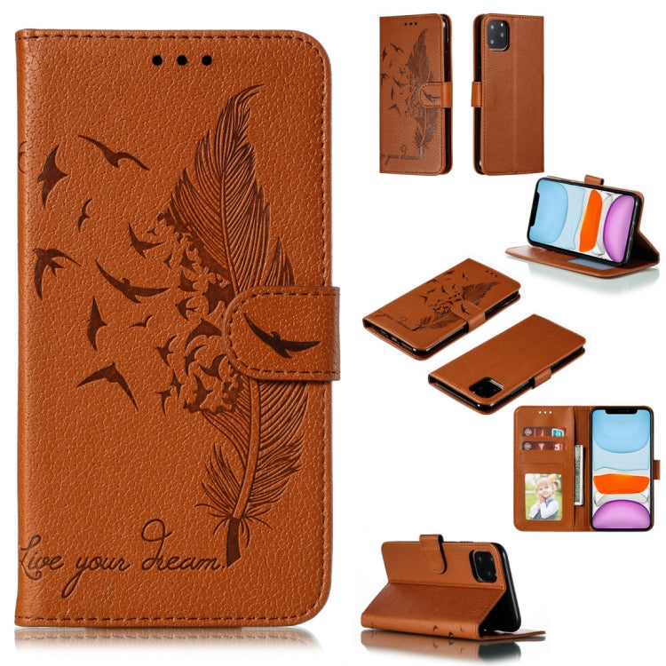 Feather Pattern Litchi Texture Horizontal Flip Leather Case with Wallet & Holder & Card Slots, For iPhone SE 2022 / SE 2020 / 8 / 7, For iPhone 7 Plus / 8 Plus, For iPhone 11 Pro, For iPhone 11