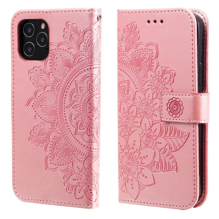 7-petal Flowers Embossing Pattern Horizontal Flip PU Leather Case with Holder & Card Slots & Wallet & Photo Frame, For iPhone 12 / 12 Pro, For iPhone 12 Pro Max