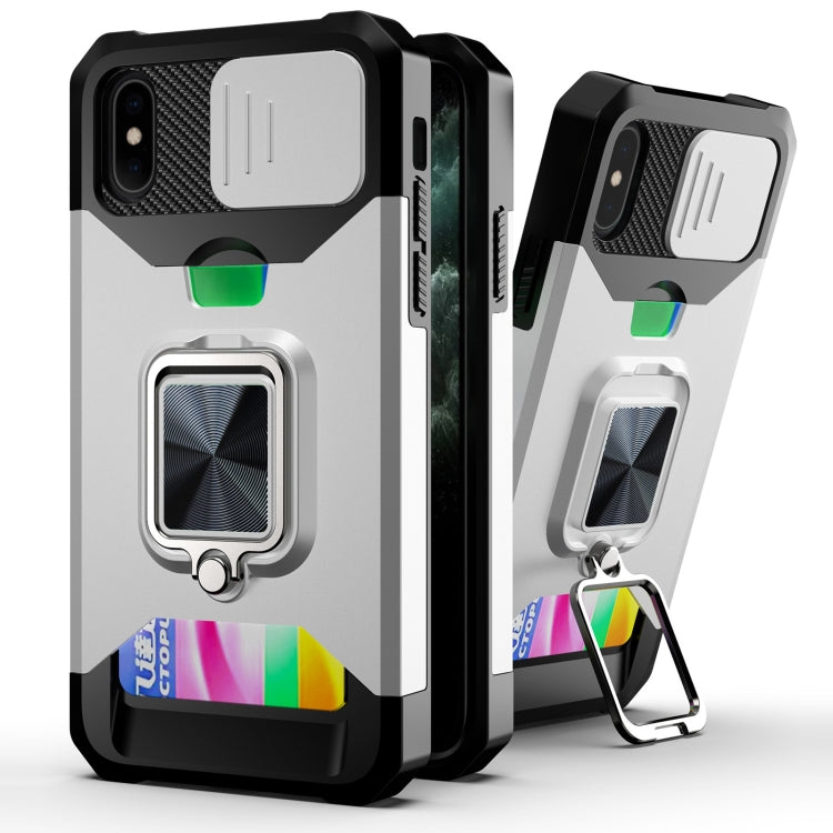 Sliding Camera Cover Design PC + TPU Shockproof Case with Ring Holder & Card Slot, For iPhone 13 mini, For iPhone 13, For iPhone 13 Pro