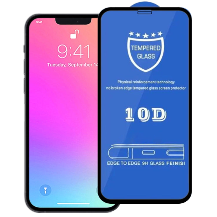 9H 10D Full Screen Tempered Glass Screen Protector, For iPhone 13 mini (Black) (1 PC), For iPhone 14 Plus / 13 Pro Max (Black) (1 PC)