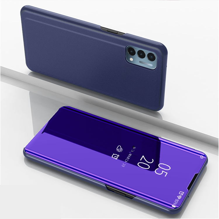Plated Mirror Horizontal Flip Leather Case with Holder
