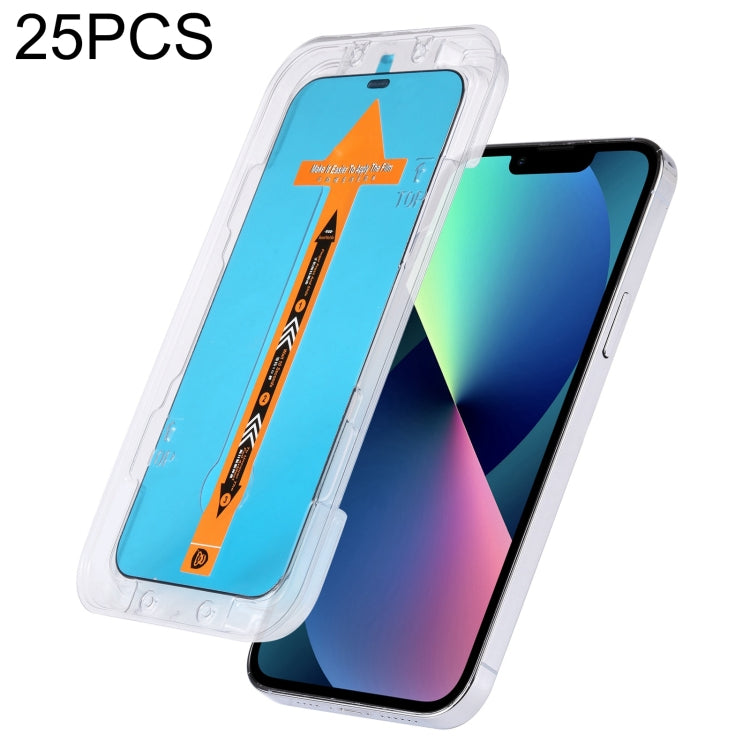 For iPhone 16e / 13 / 13 Pro 25pcs Fast Attach Dust-proof Anti-static Tempered Glass Film, For iPhone 13 mini (25PCS), For iPhone 16e / 13 / 13 Pro (25PCS), For iPhone 13 Pro Max (25PCS), For iPhone 12 mini(25PCS), For iPhone 12 / 12 Pro(25PCS)