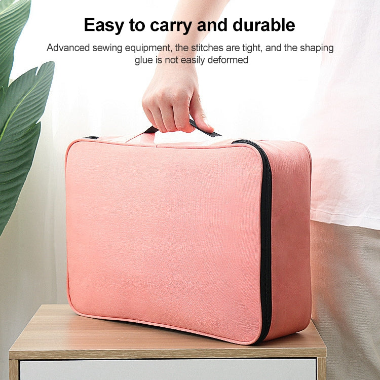 Large Capacity Multi-layers Foldable Fabric Document Storage Bag, Double Zipper-Locked