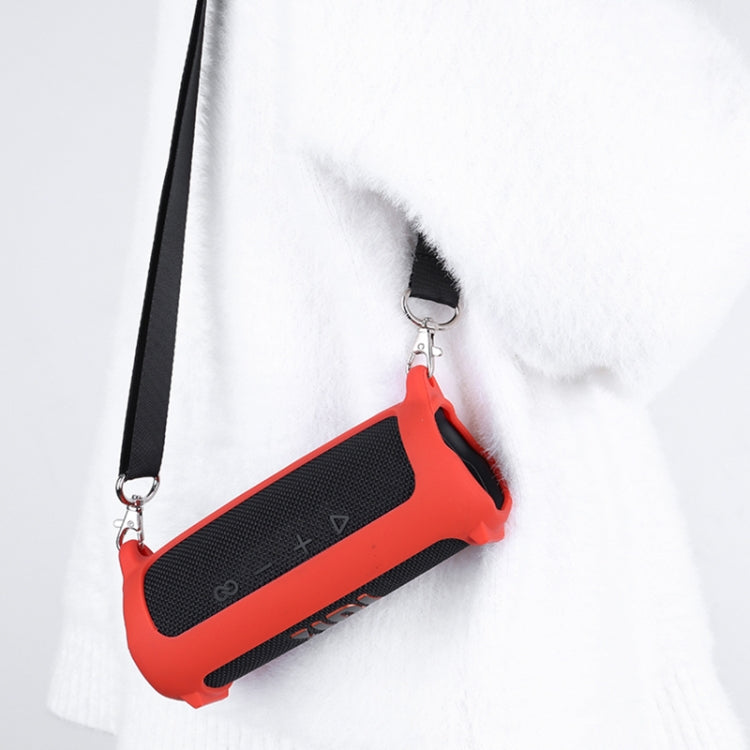 Bluetooth Speaker Portable Silicone Case with Shoulder Strap, Black, Red, Blue