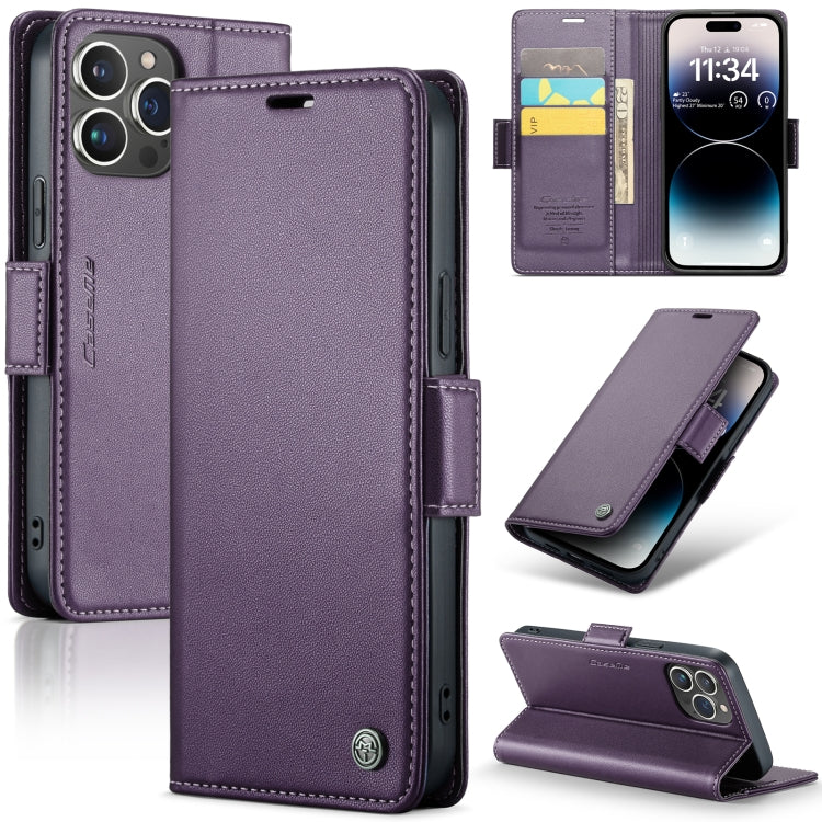 CaseMe 023 Butterfly Buckle Litchi Texture RFID Anti-theft Leather Phone Case, For iPhone 14 Pro, For iPhone 15 Plus, For iPhone 15, For iPhone 14 Pro Max