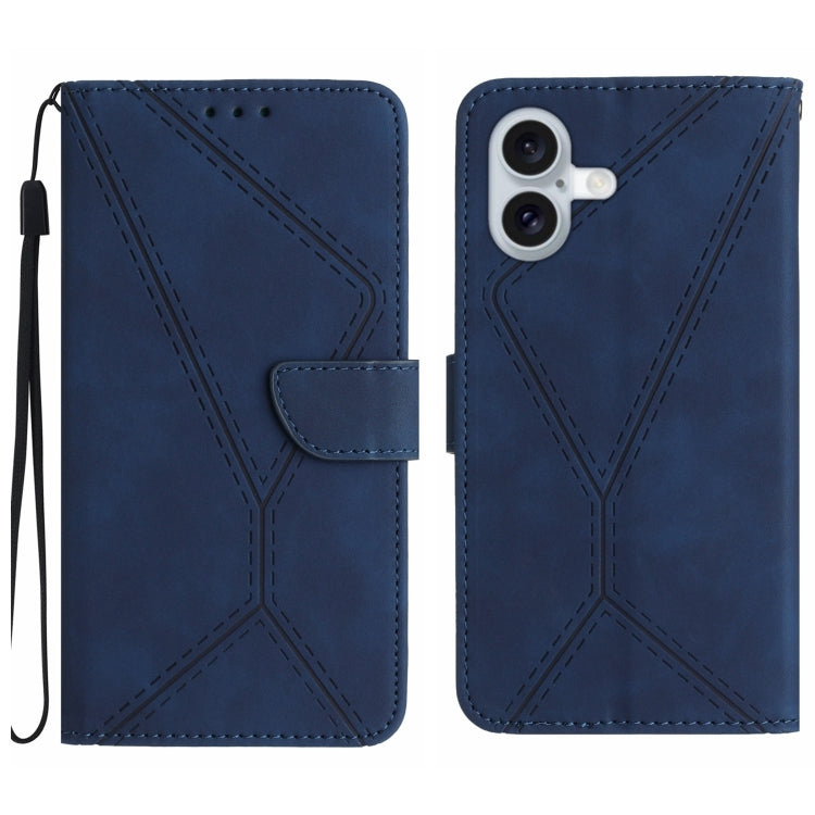Stitching Embossed Leather Phone Case, For iPhone 16e, For iPhone 16 Pro Max, For iPhone 16 Pro, For iPhone 16 Plus