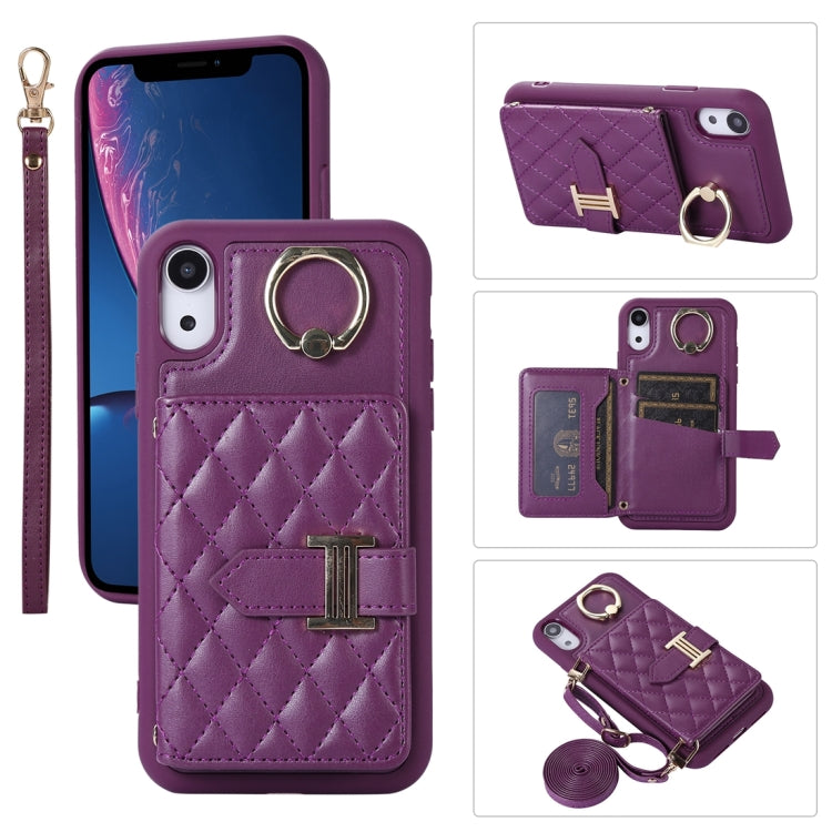 Horizontal Card Bag Ring Holder Phone Case with Dual Lanyard, For iPhone 11 Pro, For iPhone X / XS, For iPhone XR