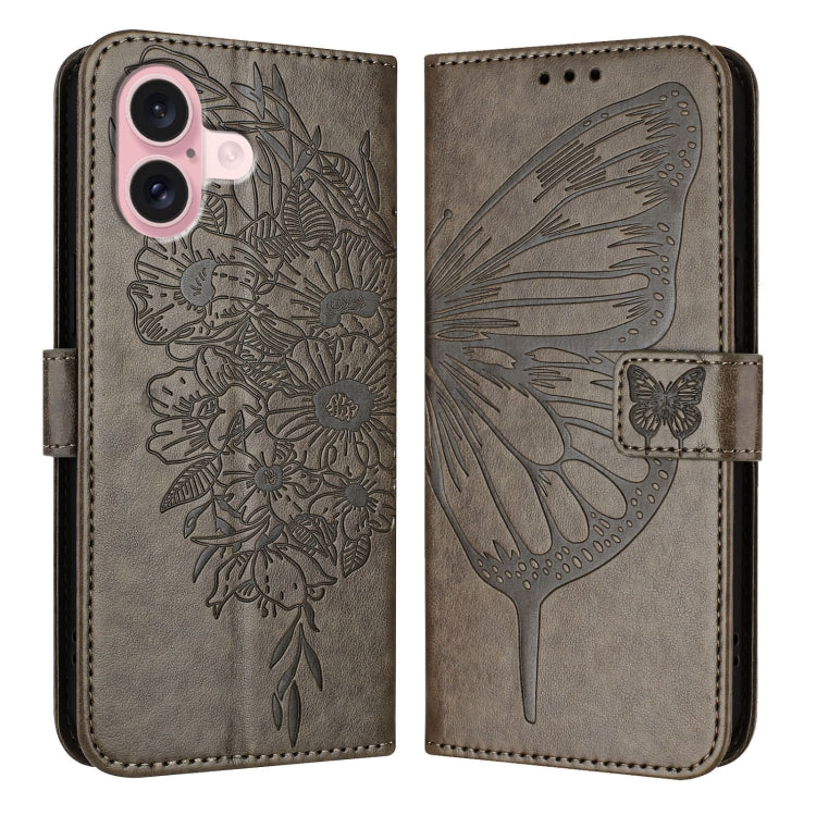 Embossed Butterfly Leather Phone Case, For iPhone 16 Pro, For iPhone 16 Plus, For iPhone 16