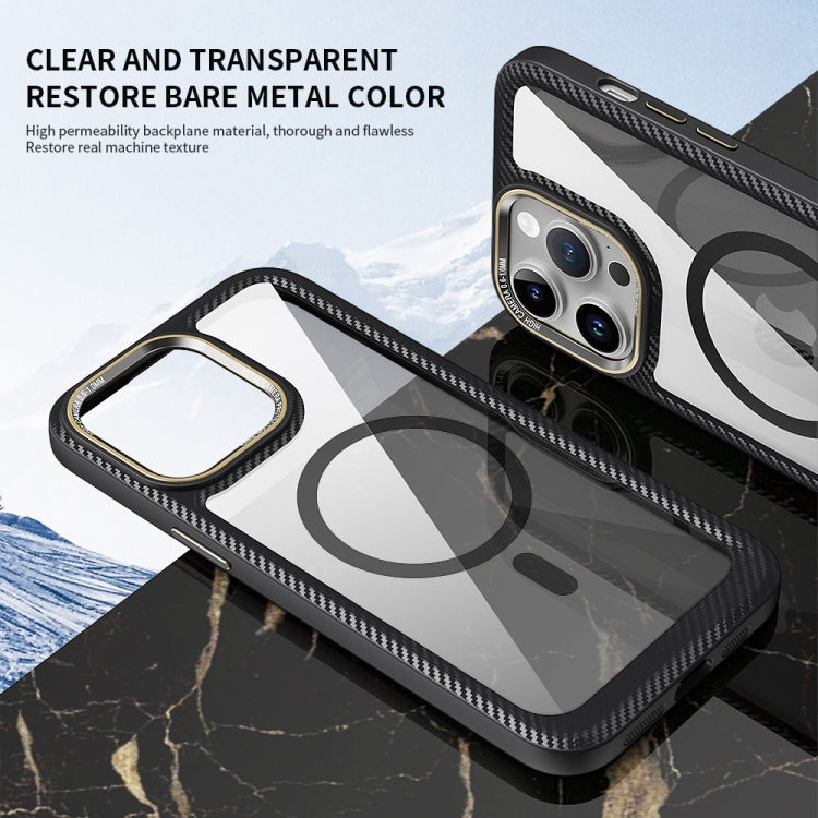 MagSafe Carbon Fiber Transparent Back Panel Phone Case, For iPhone 14, For iPhone 14 Pro, For iPhone 14 Pro Max, For iPhone 13 Pro Max, For iPhone 13 Pro, For iPhone 13