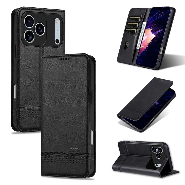 AZNS Magnetic Calf Texture Flip Leather Phone Case, For iPhone 16e, For iPhone 16 Pro Max, For iPhone 16 Pro, For iPhone 16 Plus