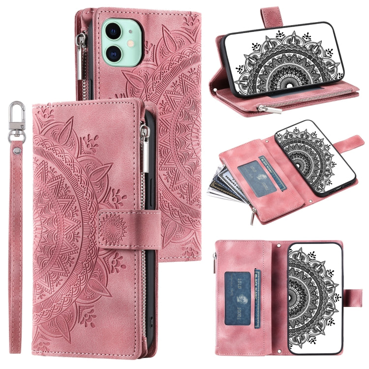 Multi-Card Totem Zipper Leather Phone Case, For iPhone 12 / 12 Pro, For iPhone 12 Pro Max, For iPhone 11 Pro Max, For iPhone 11