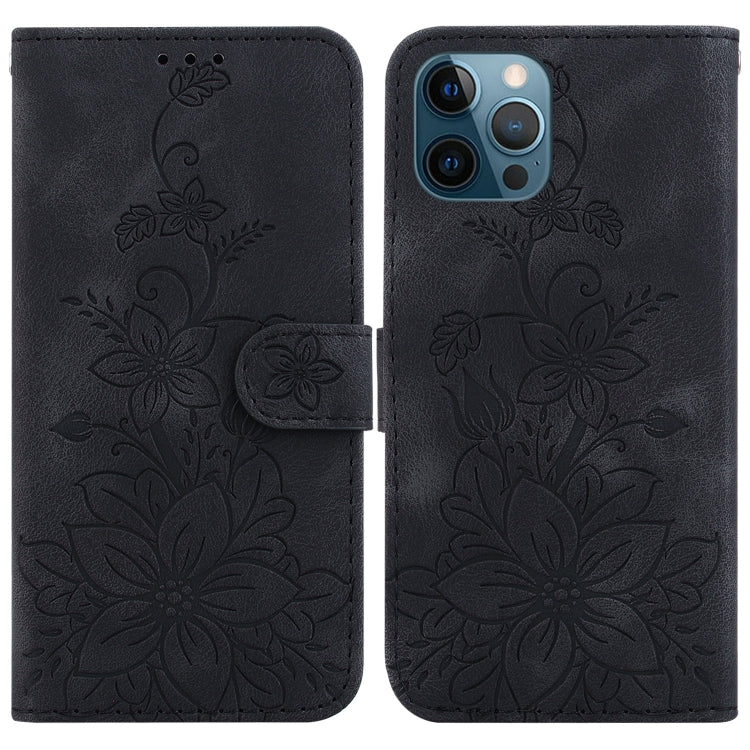 Lily Embossed Leather Phone Case, For iPhone 13, For iPhone 13 mini, For iPhone 12 / 12 Pro, For iPhone 12 Pro Max