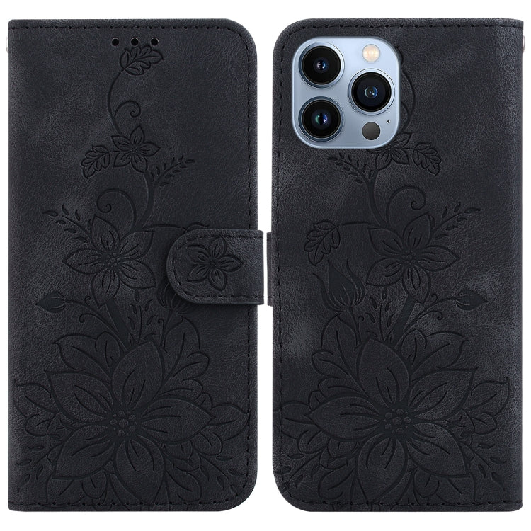 Lily Embossed Leather Phone Case, For iPhone 15, For iPhone 14 Plus, For iPhone 14, For iPhone 14 Pro