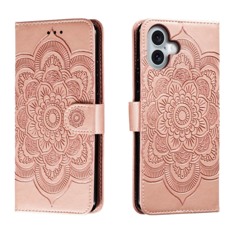Mandala Embossing Pattern Horizontal Flip Leather Phone Case, For iPhone 16 Pro Max, For iPhone 16 Pro, For iPhone 16 Plus