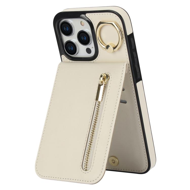 Retro Ring and Zipper RFID Card Slot Phone Case, For iPhone 16 Plus, For iPhone 16, For iPhone 15 Pro Max
