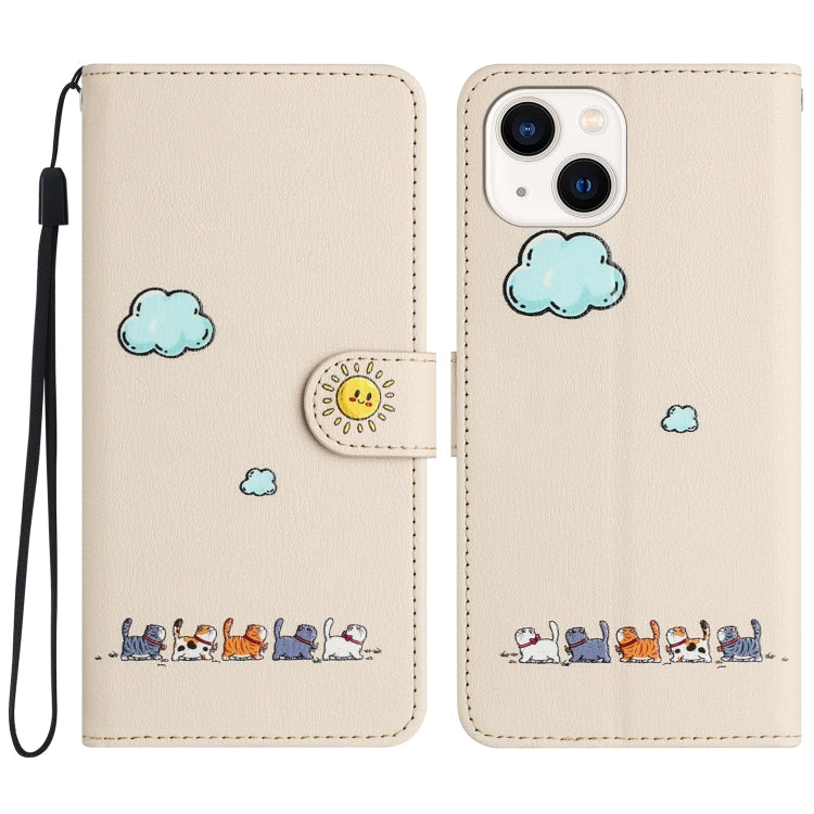 Cartoon Cats Leather Phone Case, For iPhone 17e / 16e, For iPhone 15 Pro Max, For iPhone 15 Pro, For iPhone 15 Plus