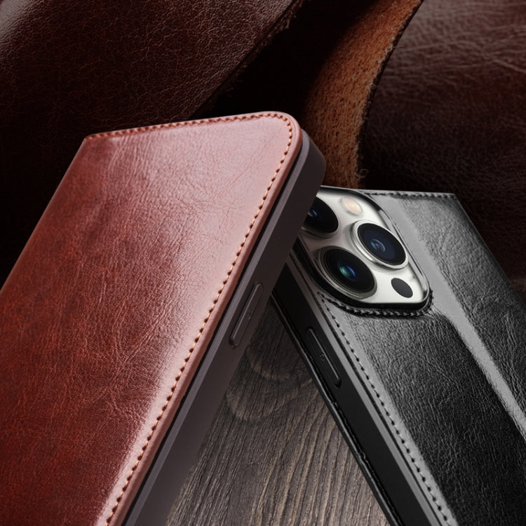 QIALINO Classic Genuine Leather Phone Case, For iPhone 16e, For iPhone 16 Pro Max, For iPhone 16 Pro, For iPhone 16 Plus, For iPhone 16, For iPhone 15 Pro Max, For iPhone 15 Pro, For iPhone 15 Plus, For iPhone 15
