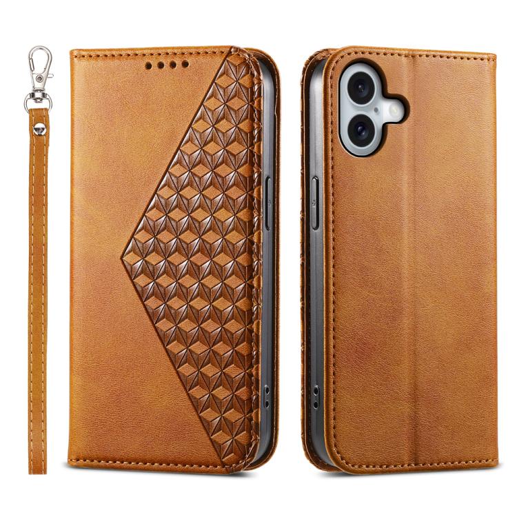 Cubic Grid Calf Texture Magnetic Leather Phone Case, For iPhone 17 Pro Max, For iPhone 17 Pro, For iPhone 17, For iPhone Air