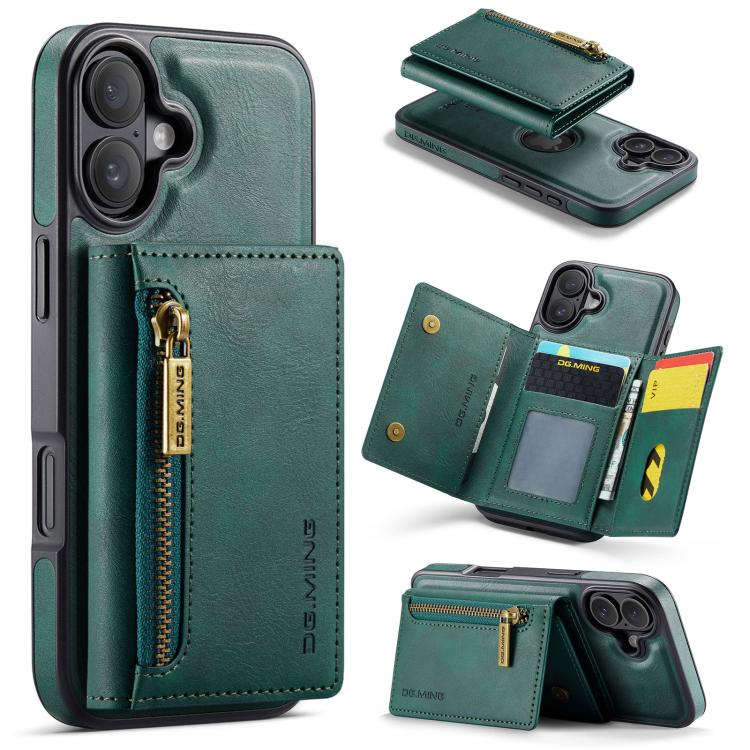 DG.MING M5 Series Zip RFID Multi Card Detachable Leather Phone Case, For iPhone 17e / 16e, For iPhone 17 Pro Max, For iPhone 17 Pro, For iPhone 17