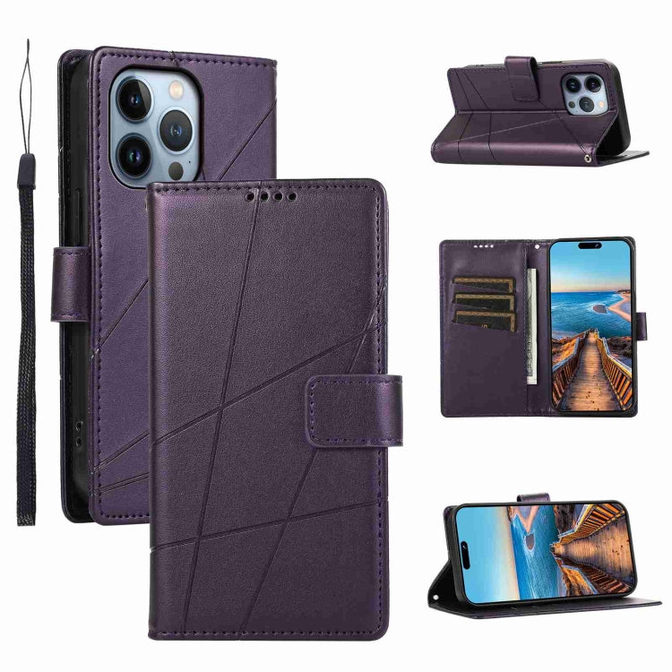 PU Genuine Leather Texture Embossed Line Phone Case, For iPhone 14 Pro Max, For iPhone SE 2022 / SE 2020, For iPhone 13 Pro Max, For iPhone 13 Pro