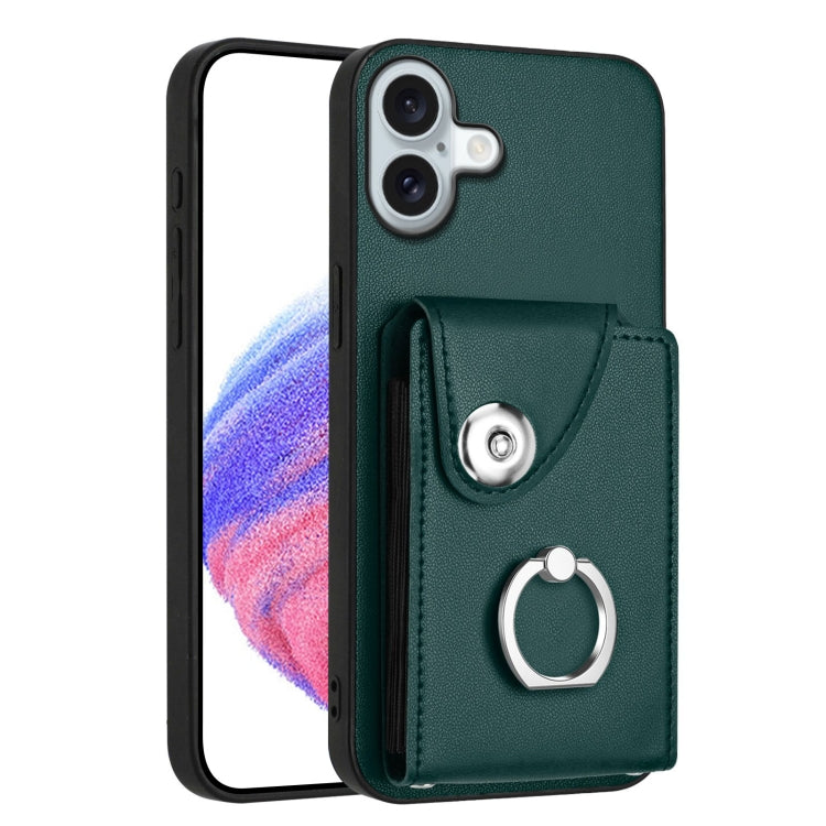 Organ Card Bag Ring Holder Phone Case, For iPhone 16e, For iPhone 16 Pro Max, For iPhone 16 Pro, For iPhone 16 Plus
