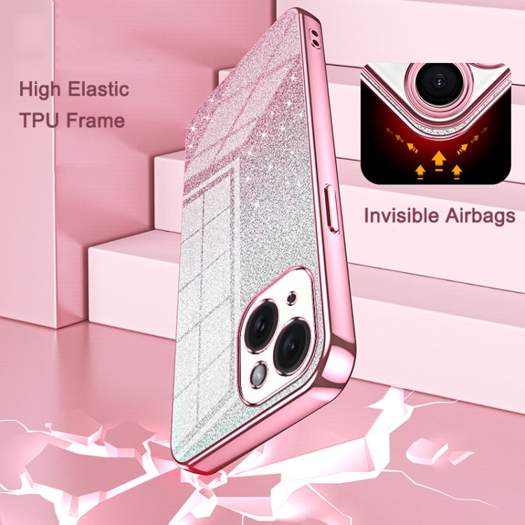 Gradient Glitter Powder Electroplated Phone Case, For iPhone 15, For iPhone 14 Plus, For iPhone 14