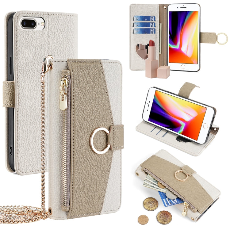 Crossbody Litchi Texture Leather Phone Case, For iPhone 8 Plus / 7 Plus
