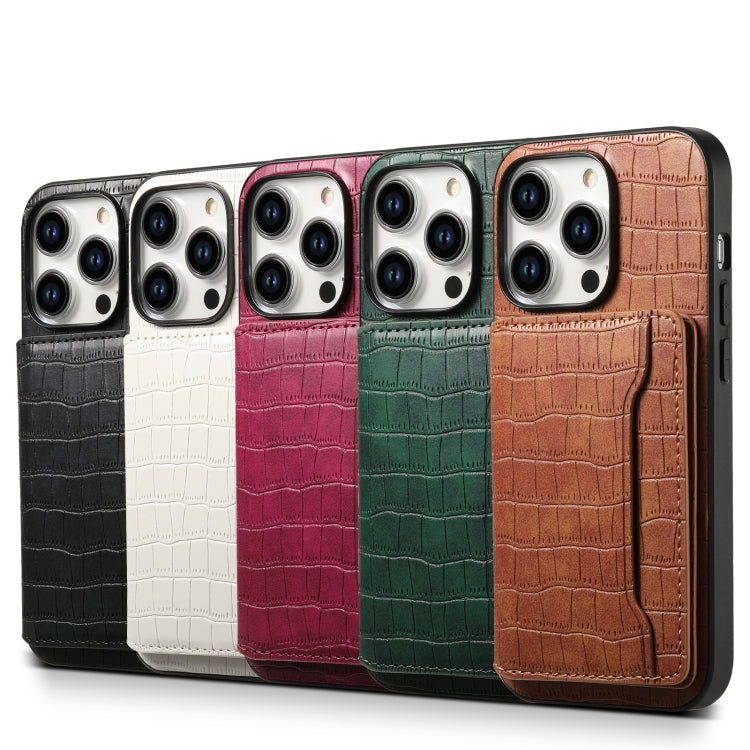 Crocodile Texture Card Bag Design Full Coverage Phone Case, For iPhone 12 Pro Max, For iPhone 11 Pro Max, For iPhone 11, For iPhone 11 Pro
