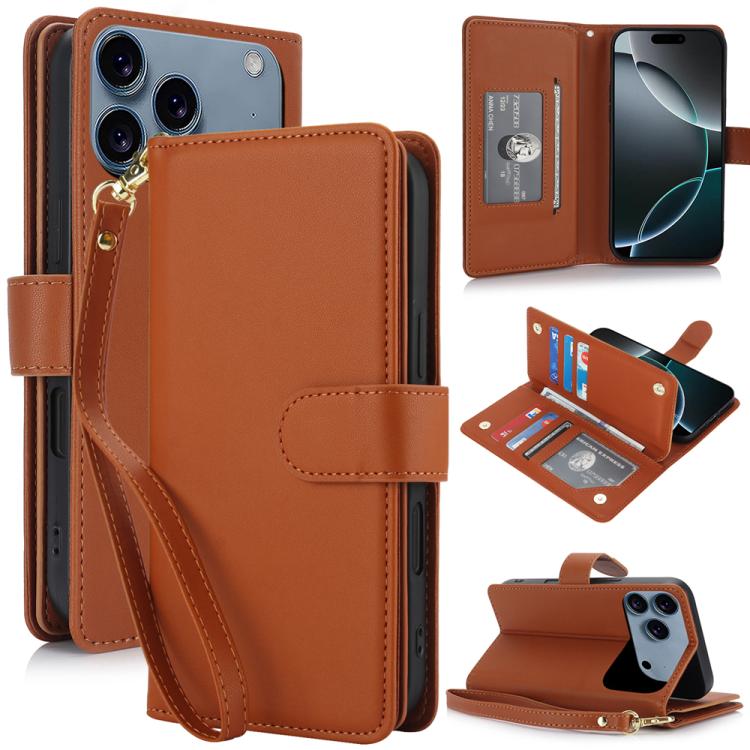 Multi-Card Wallet RFID Leather Phone Case, For iPhone 16e, For iPhone 16 Pro Max, For iPhone 16 Pro