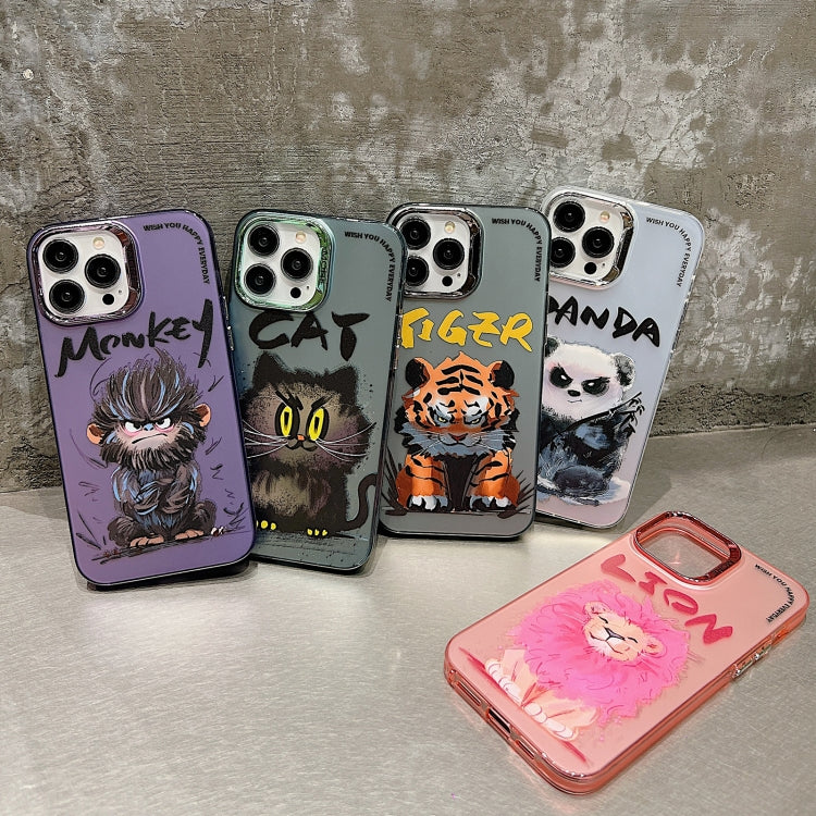 Electroplated Lens Ring Cartoon Animal Phone Case, For iPhone 15 Pro Max, For iPhone 15 Pro, For iPhone 15, For iPhone 14