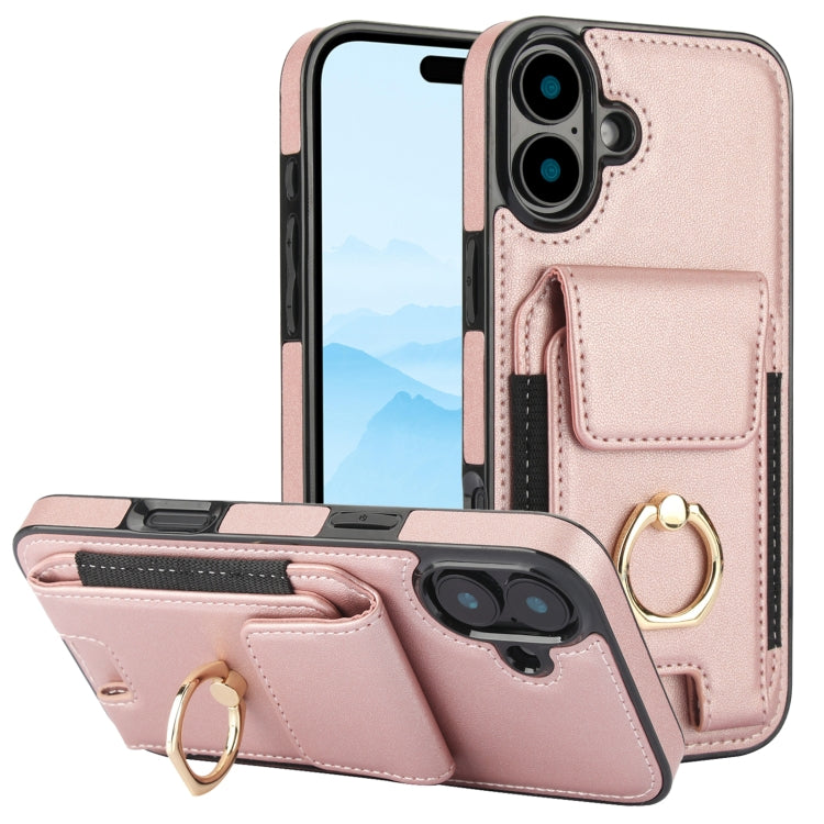 Elastic Card Bag Ring Holder Phone Case, For iPhone 16 Pro Max, For iPhone 16 Pro, For iPhone 16 Plus, For iPhone 16
