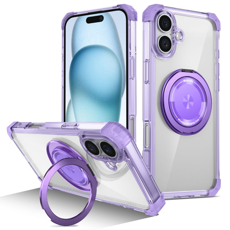 Gold Shield CD Pattern MagSafe Magnetic Phone Case with Rotating Stand, For iPhone 16 Pro Max, For iPhone 16 Pro, For iPhone 16 Plus, For iPhone 16